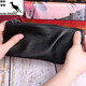 KUQIDAISHU genuine leather wallet for men multi-card front cowhide soft leather long zipper wallet clutch for men and women mobile phone bag genuine leather black small (20*9.5)