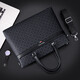 WILLIAMPOLO Men's Gift Business Briefcase Men's Handbag Large Capacity Business Men's Bag 14-inch Computer Bag Fashion Trend Black Plaid (37.8*27.5cm) 14-inch