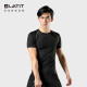 LATIT [JD.com's own brand] Sports T-shirt men's summer short-sleeved tops sweat-absorbent and breathable fitness training running T-shirt tights NZ9001-Black stitching-single short-sleeved-XL