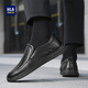 Heilan House (HLA) Men's Shoes Casual Leather Shoes Slip-on Business Casual Slip-On Toe-Layer Cowhide Shoes Men Black 41