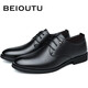 Nordic figure (BEIOUTU) leather shoes men's formal shoes fashion trend lace wedding low-top cowhide business casual shoes 511 black 42