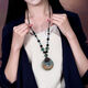 Qindu ethnic style retro agate pendant temperament women's long necklace versatile simple sweater chain pendant Mother's Day gift chicken wing wood style