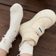 Fan Xiaoru Northeast Snow Boots Women's 2024 New Warm Cotton Shoes Plus Fleece Thickened Short Boots Soft Sole Bread Shoes Velcro White 38 (suitable for 37 feet)