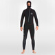 SBART 5MM hooded wetsuit for men, thickened, professional cold-proof and warm, deep diving, fishing, hunting, snorkeling and surfing clothing, winter swimsuit 1528 black hooded 5MM L (65-75KG)