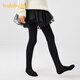 Balabala girls' stockings winter velvet children's pantyhose stretch baby middle and large children solid color simple style black tone 00499 1 pair 9-12 years old 120cm