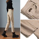 QINGRAN'ER Jeans rectos para mujeres en 2023 Nuevo estilo de primavera y otoño, delgados pantalones de cigarrillo de color beige de caqui delgado 13588 pantalones de color caqui más terciopelo 26