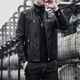 ANDSEEYOU Brand Leather Jacket Men's Autumn New Korean Style Slim Motorcycle Leather Jacket Men's 2025 New Stand Collar Chinese Valentine's Day Black 3XL