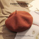 Xinnuoxiang woolen beret women's autumn and winter black versatile painter's hat showing face small wool temperament retro bud hat white-brick red one size