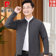 Pierre Cardin middle-aged and elderly men's autumn and winter clothing plus velvet thickened warm clothing dad winter sweater cardigan coat grandpa cotton coat dark gray L 170