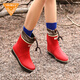 Very good (Jolly Walk) water shoes women's rain boots short tube rain boots waterproof rubber shoes waterproof non-slip student shoes fashion with saliva boots JW302 red 37