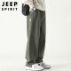 Jeep (JEEP) casual pants men's spring and summer straight pants men's loose solid color versatile wide-leg pants army green XL