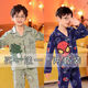 Disney Boy Pyjamas Sommer langärmeliger Junge mittelgroße Kinder mittelgroße Kinder Cartoon Dinosaurier Frühling und Sommerklimaanlage Hauskleidung Kinderanzug Dünn 1041 Plaid Pickup + 1047 Blue Superman 8 Größen [Höhe 100-110]