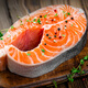 Fresh Life Frozen Chilean Salmon Steaks Net Weight 1000g (Family Pack) with skin and cut into 3-4 pieces Fresh Fish
