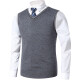 Romon woolen vest men's knitted sweater vest with wool men's sleeveless woolen sweater spring and autumn thin V-neck wool vest middle-aged young students solid color casual waistcoat upper green 56/3XL