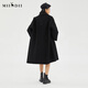 谜底2022冬季新品复古优雅长款宽松羊毛呢大衣外套女229MD6195 黑色 M