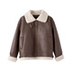 Hong Kong Style Chic Lamb Wolle Motorradanzug für Frauen im Winter 2021 Neue Pelzmantel Kurzjacke verdickte Jacke Brown XL