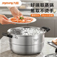 Joyoung steamer 304 stainless steel high arch cover large capacity double-layer steamed buns steamed buns stew pot universal stove 28cm