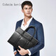 Cohnim kevin genuine leather briefcase luxury brand men's laptop document cross-body bag as a Valentine's Day gift for boyfriend and father, first-layer cowhide c01875 dark black, medium bag 14 inches