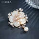 Chakra flower high-end women's new high-end pearl brooch suit decoration jewelry gift luxury goods rose gold