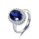 Fashion Princess Diana sapphire ring for women, sterling silver, hypoallergenic, live mouth, classic dark blue colored gemstone jewelry, tanzanite, live mouth, adjustable