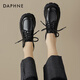 Daphne British Style Leather Chaussures pour femmes 2023 Automne Black Lace-Up Single Chaussures Japonais Retro Mood Black 38
