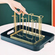 OUFANMEI household cup holder, water cup rack, glass cup upside-down drain rack, storage rack, creative storage rack, storage tray, green iron tray (small size)