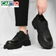 Cartelo Lederschuhe für Männer im Herbst Neue echte Ledergeschäft Formale Wear Männer lässige Männer lässig vielseitig dicke Sohle Big Head Derby Schuhe Schwarz 6625 Vier-Jahreszeiten Modell 38 Standard Lederschuhgröße