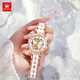 OLEVS Swiss certified watch women's fully automatic mechanical watch luminous waterproof hollow women's watch fashion fashion women's watch OLEVS6622 women's ceramic white surface free engraving