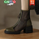 Cartelo versátil 2023 botas de martin delgadas de cuero genuino para mujeres sandalias de malla transpirables botas de suela gruesa hueca para mujeres negras 37