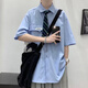 狄帝鲨学院风DK制服衬衫男短袖痞帅夏季宽松休闲港风日系衬衣班服一套 白色+领带 L