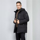 Flying in the Snow Dad Style Autumn and Winter New Fashion Casual Hooded Windproof Mid-Length Old Warm Down Jacket for Men Black 2XL 185