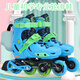 
Professional children's roller skates adjustable skates children's straight-row roller skates large three-wheel speed skates racing pulleys black large three-wheel + gift pack M size 33-37