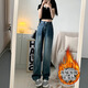 
SEKONG 2025 autumn and winter new style thickened high waist draped casual wide-leg jeans for women plus velvet warm pants HNF 683 retro blue plus velvet M