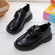 Ershanji Boys Leather Shoes Black Children's Campus Small Leather Shoes Soft Sole Performance Shoes New Performance Little Boys British Students Black Velcro Style 34 Size Inner Length 21.5cm