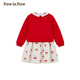 PawinPaw Solona Bear Children's Wear 25 Spring and Autumn New Baby Girl Cherry Dress Red/20 100 cm