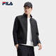 FILA Official Men's Woven Jacket 2025 Spring New Fashion Casual Basic Plus Velvet Stand Collar Jacket for Men True Black-BK XL