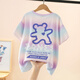 优优1点（Yoyo one）儿童短袖t恤夏季2024新款冰丝夏装女童宽松速干上衣T大童女孩 9852渐变1429牛仔短裤【套装】 170cm