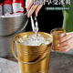 NUOLIKES thickened stainless steel ice bucket filled with ice cubes, bar champagne bucket, commercial KTV special ice bucket, beer and red wine bucket 2.5 liters (diameter 17.4CM, height 15.9CM)