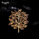 Eternelle French eternal original design high-end brooch for women leaf shape versatile corsage brooch clothing collar pin bright gold