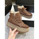 Belle thick-soled high-rise snow boots for women 2024 winter new non-slip waterproof Martin short boots plus velvet warm large cotton shoes brown 36