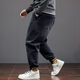 Fei Shimi Autumn New Fashion Brand Elastic Small Foot Jeans Fat Loose and All-Match Pants Elastic Waist Fat Pants 300 Jin [Jin equals 0.5 kg] Black 9901 XL 1 (130-150 Jin [Jin equals 0.5 kg])