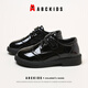 ABC KIDS children's shoes 2025 spring and autumn new fashion leather shoes children's glossy host boys and girls casual performance shoes black size 30 inner length about 20cm