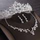 Dunzhu wedding bridal tiara crown white main wedding dress birthday hair accessories Korean necklace and earrings three-piece set versatile crown + necklace + earrings ear pins gift box package