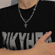 Bai Qixin necklace men's trendy cross pendant clavicle chain men's fashion niche high-end accessories sweater chain pattern cross necklace