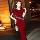 NUKM high-end evening dress for women fashion internet celebrity new blue long socialite temperament dignified annual meeting fishtail host skirt blue [9955] long 140CM L 110-120