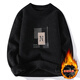 2024 neuer Herbst- und Winterpullover für Männer runden Nacken und Samt verdickter Pullover für Jugendliche warme langärmlige T-Shirt Stickerei M702 Khaki plus Samt 3xl 160-180jin [Jin gleich 0,5 kg]