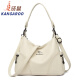 Canguro (canguro) Bolso de mujer de cuero genuino bolso de hombro en bolso de cuerpo cruzado Bolso de hombro Gran capacidad 2025 nuevo bolso madre bolsa versátil de cuero suave negro [bolso de bolso de bolsas de regalo]