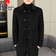 Pierre Cardin spring and autumn double-sided woolen coat men's short Korean style woolen jacket brand short woolen coat brown XL 125-140Jin Jin equals 0.5 kg