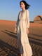 Huayuzhi white dress women's summer 2025 new high-end beach long skirt temperament small person pure long sleeves white long sleeve V-neck design hollow first love skirt M [Suggested 108-130Jin [Jin equals 0.5 kg]]
