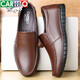 CARTELO top layer cowhide men's business formal casual leather shoes with one foot breathable soft sole non-slip middle-aged and elderly dad shoes Black single shoes 40